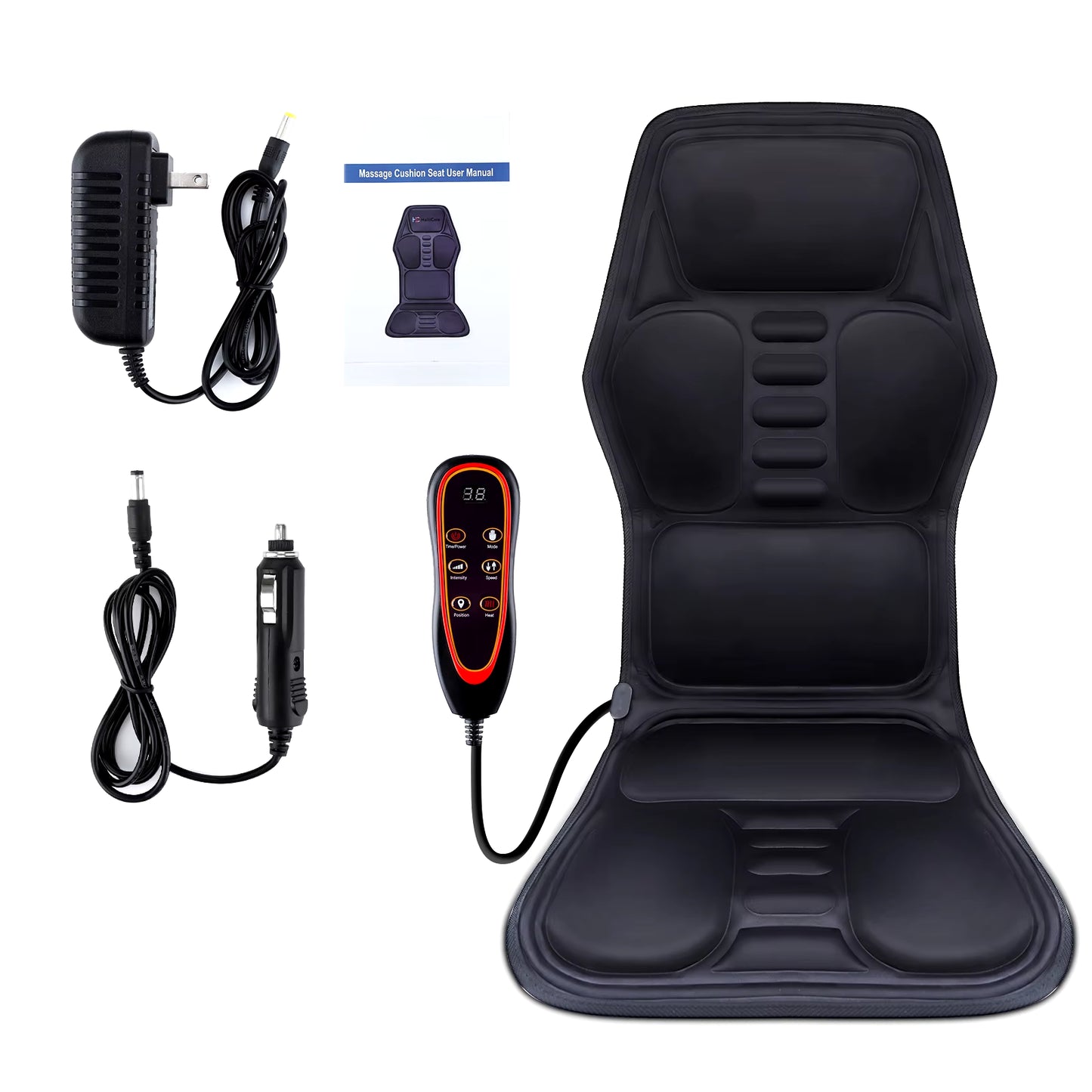 Masseur De Dos Électrique Infrarouge, Chaise De Massage Complète Du Corps, Coussin Chauffant, Vibrateur, Voiture, Maison, Bureau, Matelas Lombaire Pour Le Cou, Tapis De Chaise