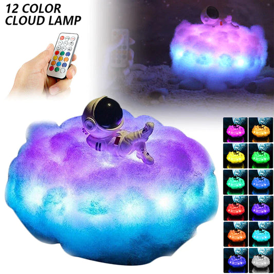 Lampe Astronaute LED Multicolore – Effet Arc-en-Ciel & Nuage Lumineux | Veilleuse Décorative Enfant & Adulte – Ambiance Lune et Rêves
