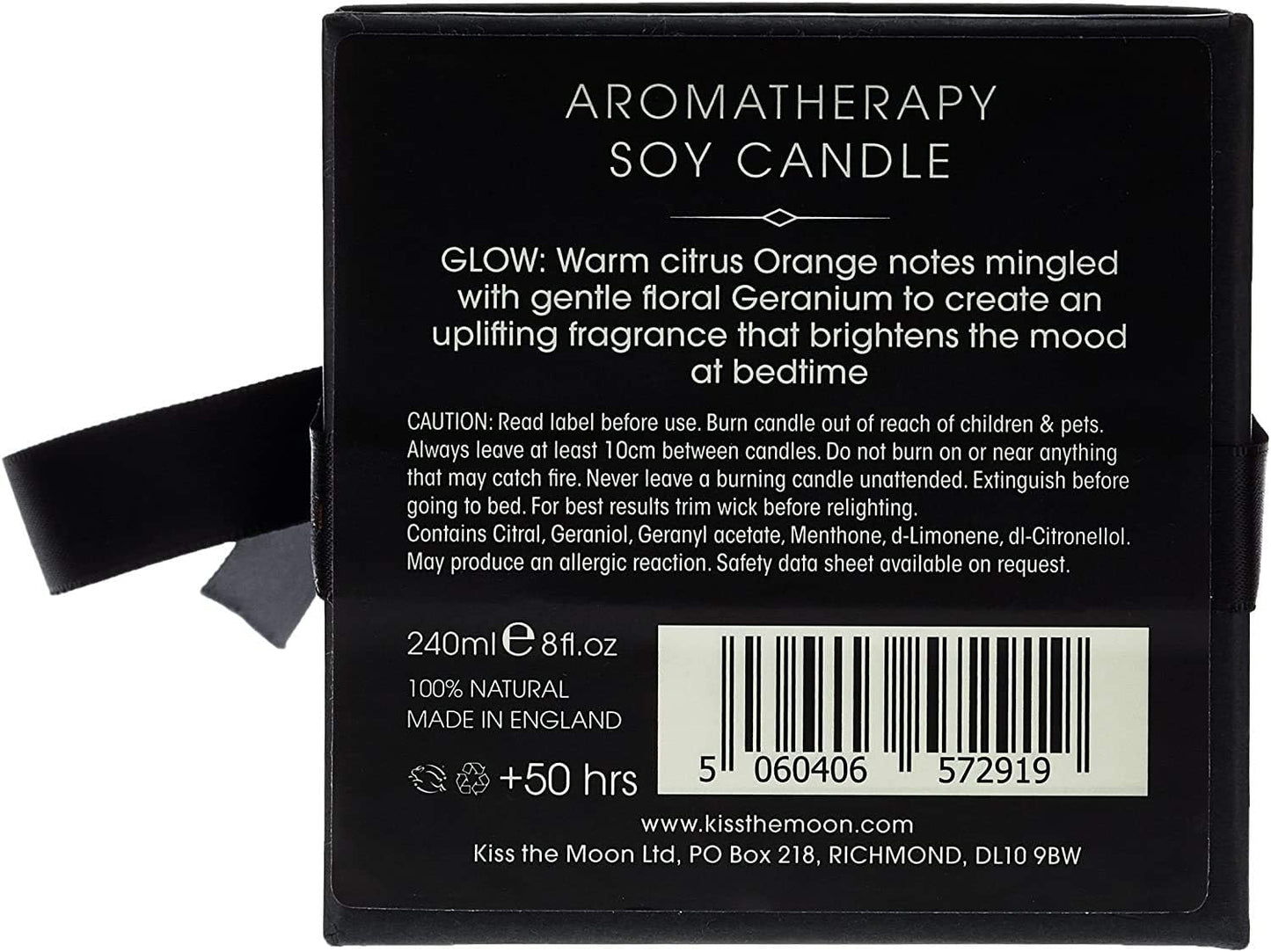 GLOW Aromatherapy Soy Candle 240Ml | Relaxing Sleep Aid Aromatherapy Scented Candle | Includes Essential Oils to Aid Sleep | Orange & Geranium Fragrance