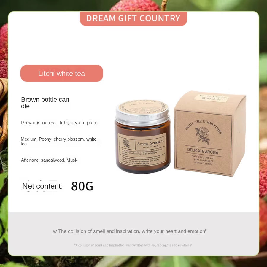 Bougie parfumée en verre marron – Sans fumée & aromathérapie – Décoration élégante pour la maison, cadeau d’anniversaire ou Saint-Valentin