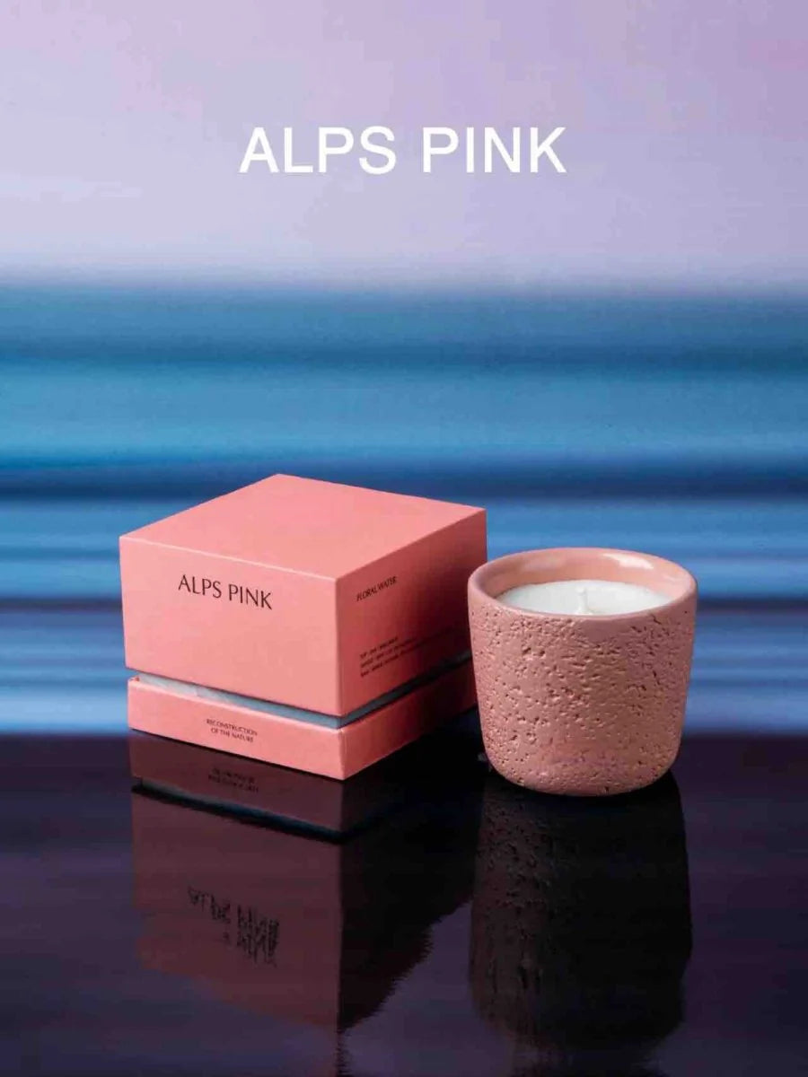 Bougie parfumée naturelle à la cire de soja – Mèche en bois crépitante – Parfum Rose des Alpes | Souffle de la Nature