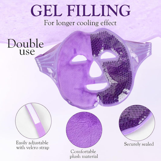 Masque Rafraîchissant Visage & Yeux – Thérapie Chaud/Froid en Gel Réutilisable | Soin Anti-Fatigue, Anti-Cernes & Décongestionnant
