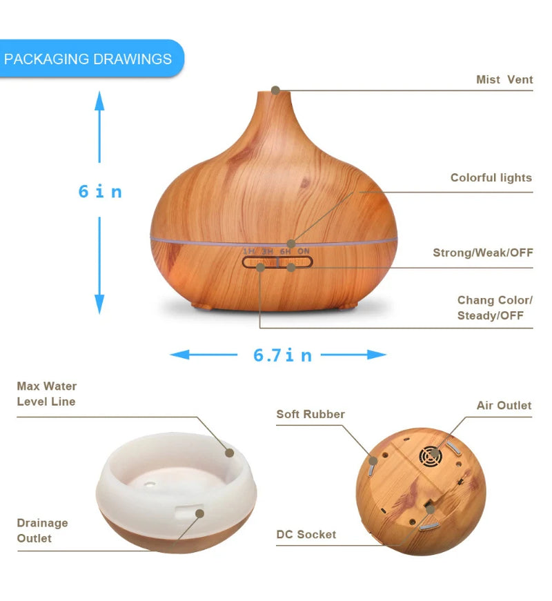 Ultrasonic Cool Mist Onion Humidifier Remote Control Oil Diffuser Colorful LED Air Humidifier for Household