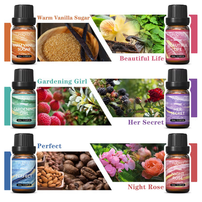 Ensemble D'Huiles Parfumées -Thème Femme | TOP 6 Coffret Cadeau Utilisé Pour L'Aromathérapie, Le Diffuseur, L'Humidificateur Et Les Bougies | Voiture, Maison, Hôtel, Voyage