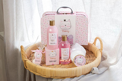 Coffret Bain Princess Kitty – Kit Douche 7 Pièces Fraise & Vanille – Cadeau Fille, Enfant & Adolescente