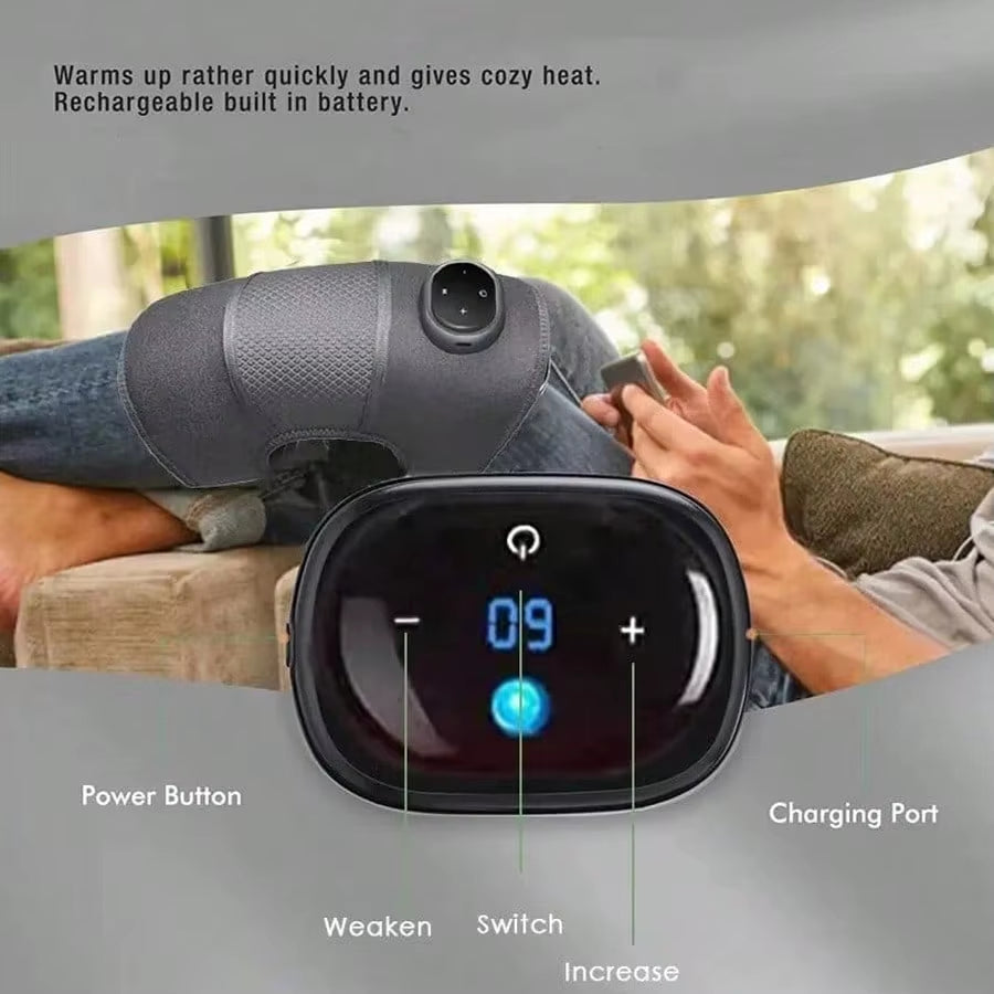 Coussin de Massage Chauffant & Vibrant pour les Genoux – Soulagement du Stress Articulaire, Multi-Niveaux Réglables, Bien-Être à Domicile