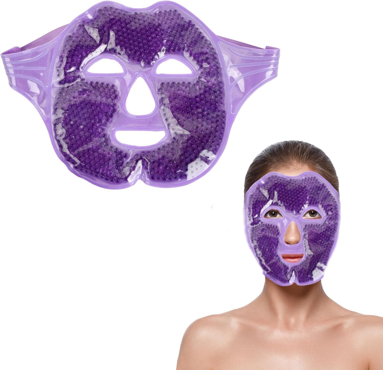 Masque Rafraîchissant Visage & Yeux – Thérapie Chaud/Froid en Gel Réutilisable | Soin Anti-Fatigue, Anti-Cernes & Décongestionnant