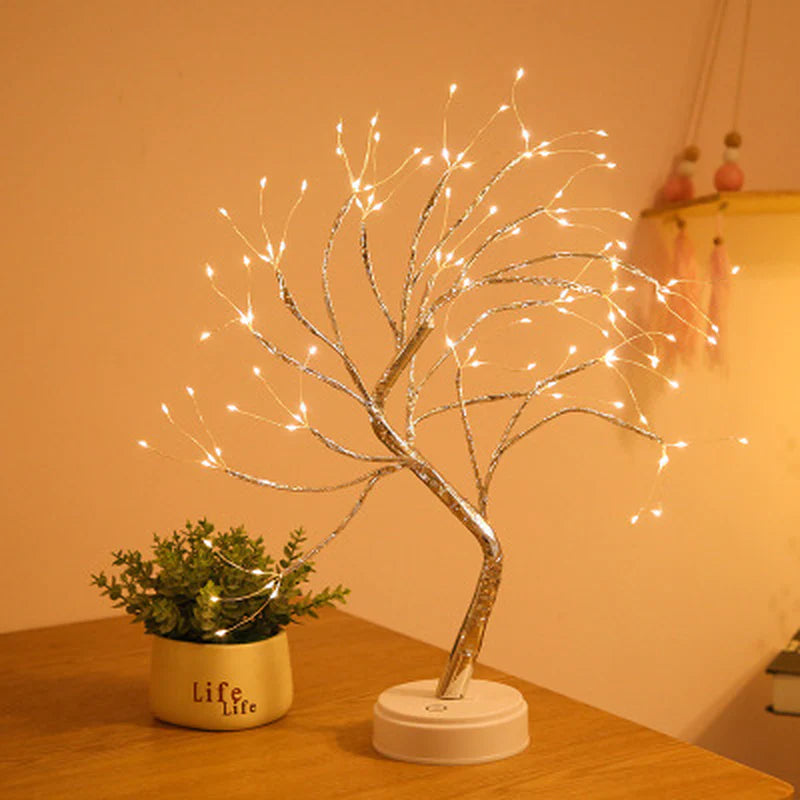 Mini Sapin Lumineux LED en Fil de Cuivre – Veilleuse de Noël & Déco Féérique
