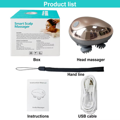 Mini Masseur de Tête Électrique en Silicone – Massage du Cuir Chevelu Relaxant, Étanche & Rechargeable