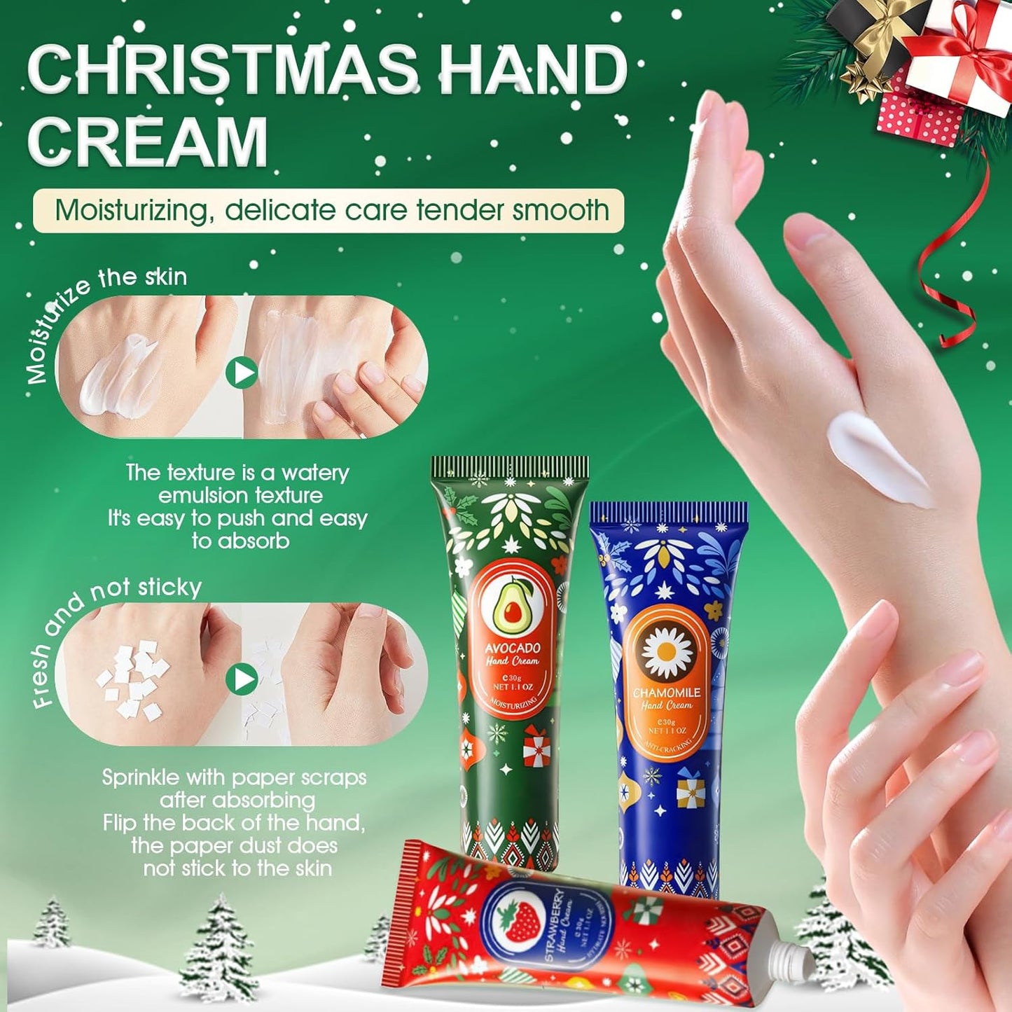 Coffret Noël Crèmes Mains & Corps – 5 Parfums Festifs – 3 Crèmes Mains + 2 Lotions Corps – Idée Cadeau Femme Hiver