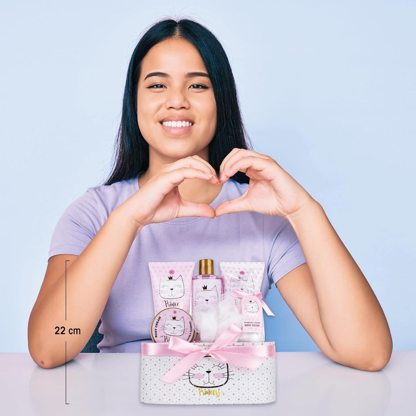 Coffret Bain Princess Kitty – Kit Douche 7 Pièces Fraise & Vanille – Cadeau Fille, Enfant & Adolescente