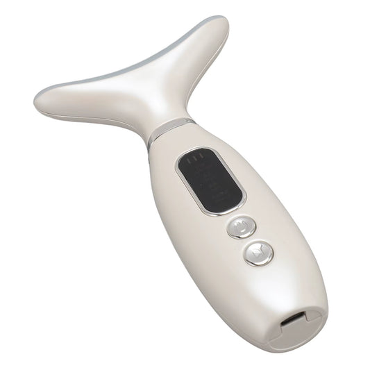 Appareil de Massage Facial Chauffant & Vibrant – Soin Raffermissant du Visage et du Cou, Stimulation & Éclat de la Peau