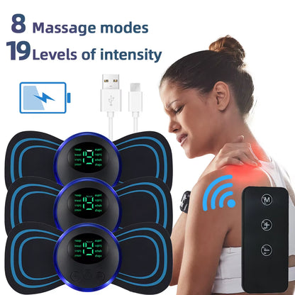 Masseur Électrique EMS – Stimulateur Musculaire Portable | Relaxation du Cou & Corps | 8 Modes • 19 Niveaux d’Intensité