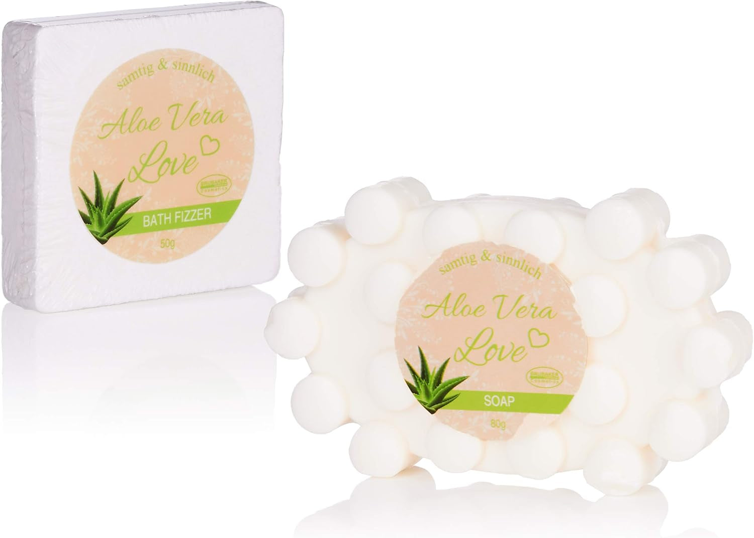 Coffret Bain Aloe Vera – 6 Pièces – Baignoire Décorative Doré/Vert – Cadeau Bien-Être Femme