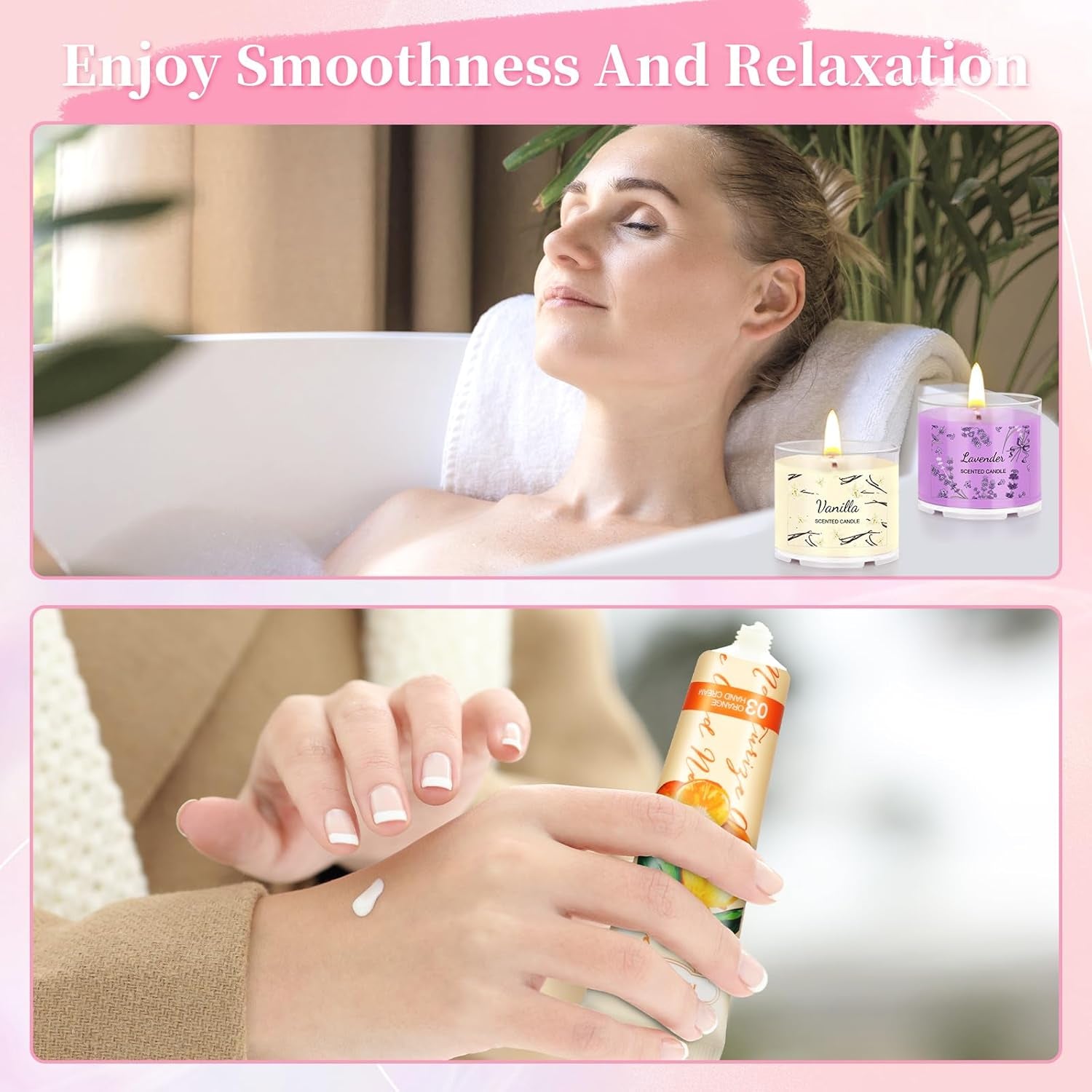 Coffret Cadeau 4 Bougies Parfumées Et 6 Crèmes Pour Les Mains 