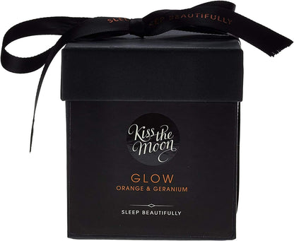 GLOW Aromatherapy Soy Candle 240Ml | Relaxing Sleep Aid Aromatherapy Scented Candle | Includes Essential Oils to Aid Sleep | Orange & Geranium Fragrance