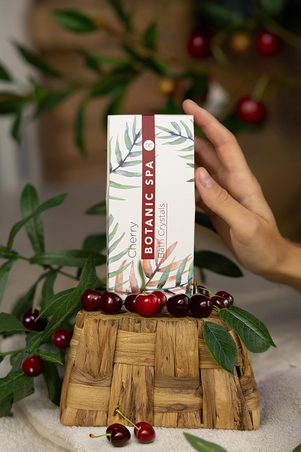 Coffret spa cerise – 4 pièces pour femme avec gel douche, sels de bain et lotion