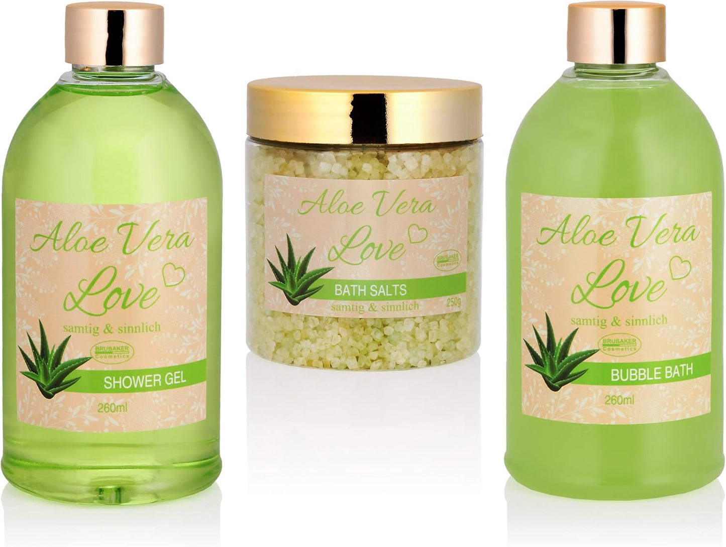 Coffret Bain Aloe Vera – 6 Pièces – Baignoire Décorative Doré/Vert – Cadeau Bien-Être Femme