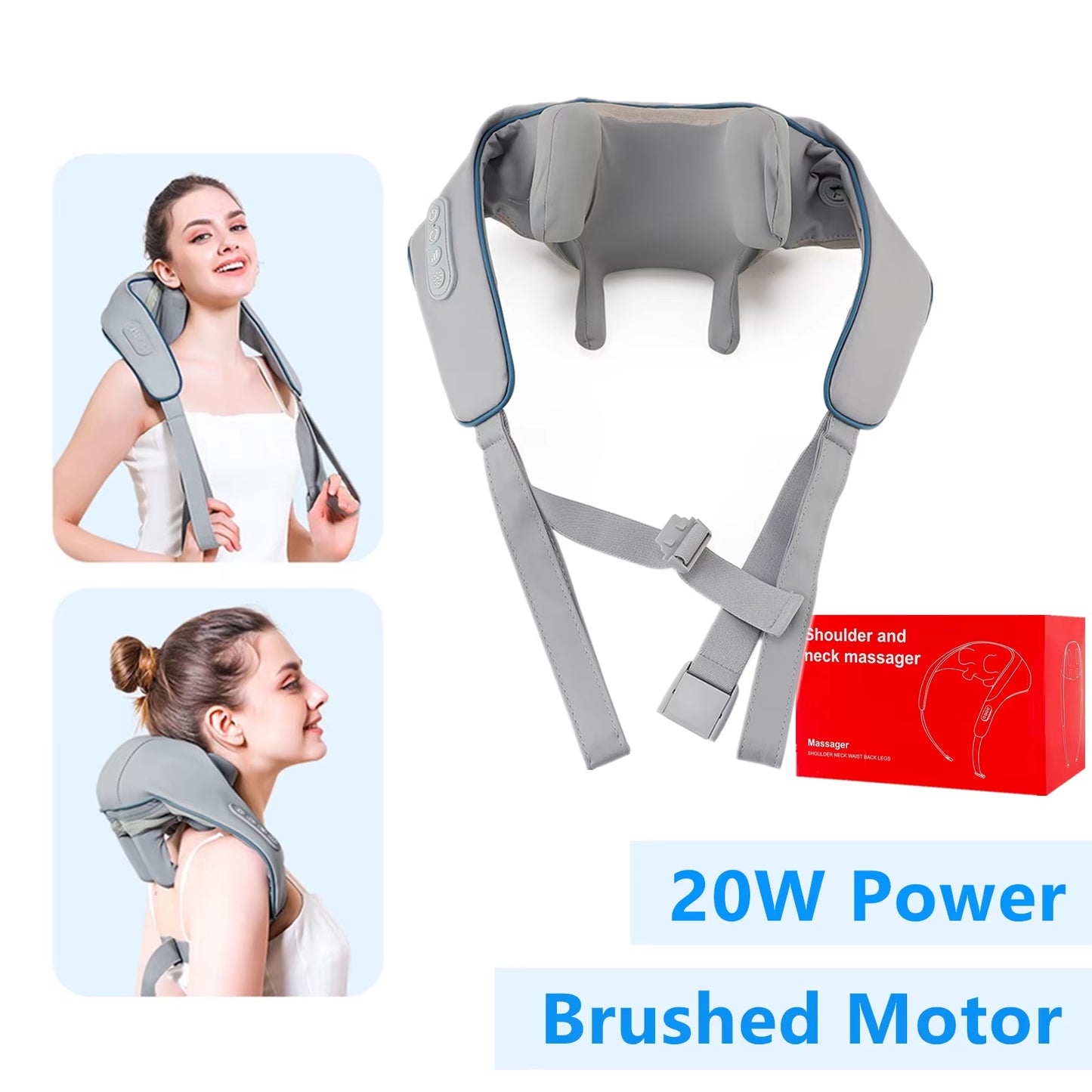 Châle de Massage Cervical Sans Fil – 26W, Chauffant et Pétrissant, Soulage le Cou, le Dos et les Épaules | Masseur Shiatsu Relaxant Ezilus