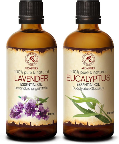 Huiles Essentielles Set 2X100Ml - Huile De Lavande - Huile Eucalyptus - Aromathérapie - Détente - Massage