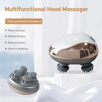 Mini Masseur de Tête Électrique en Silicone – Massage du Cuir Chevelu Relaxant, Étanche & Rechargeable