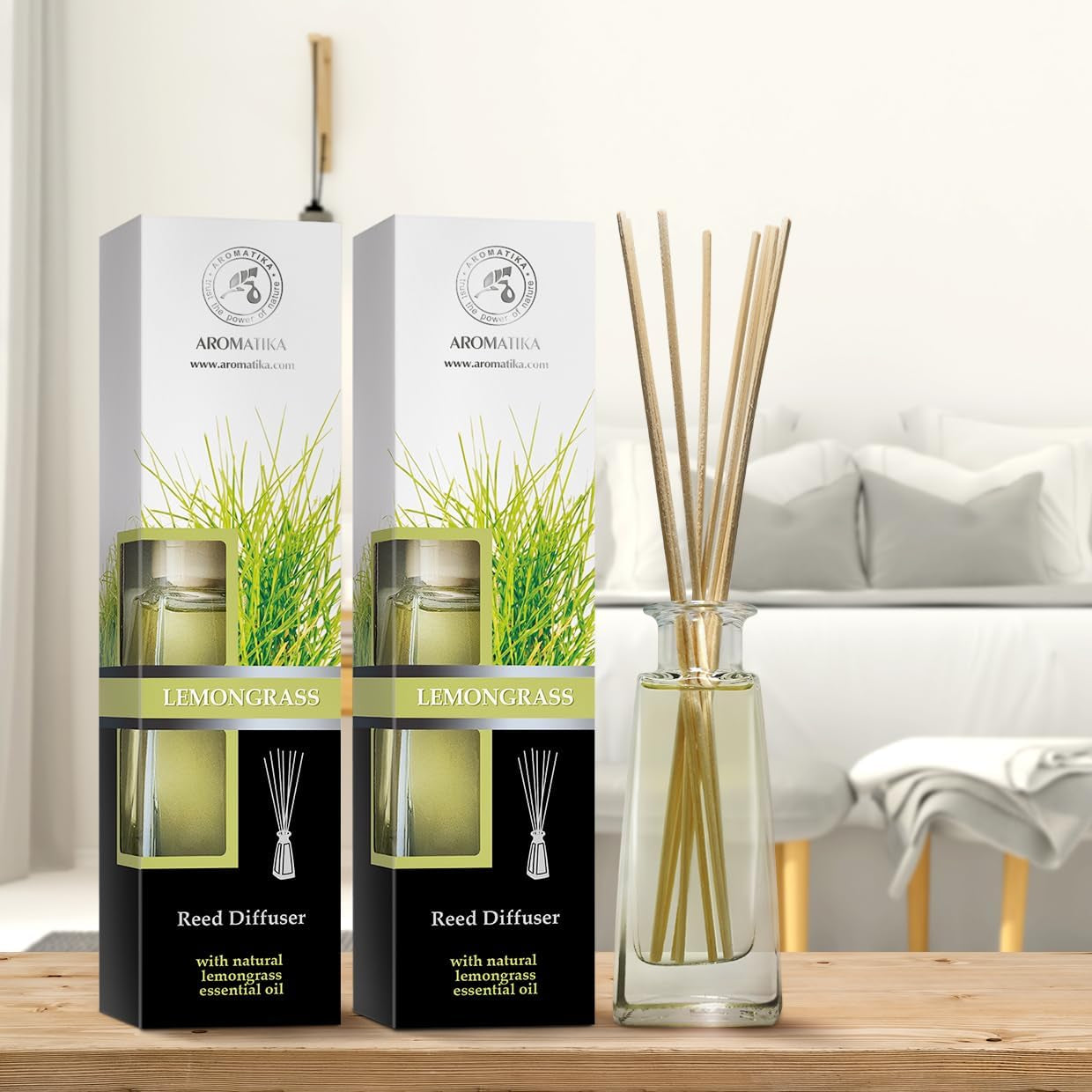Diffuseur de Parfum à la Citronnelle – Huiles Essentielles Naturelles 2x100ml | Parfum Frais et Relaxant – Ambiance Zen et Anti-Odeurs