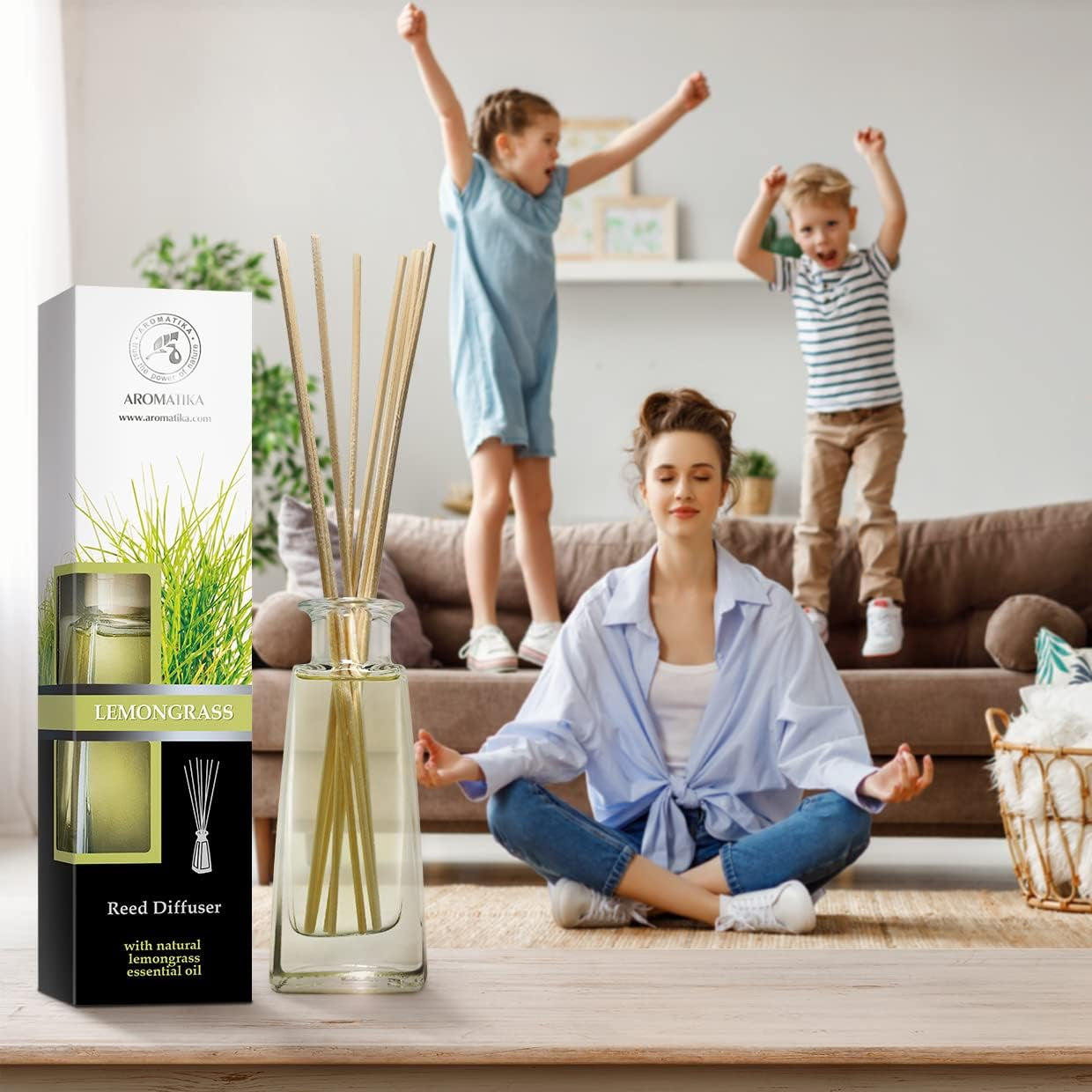 Diffuseur de Parfum à la Citronnelle – Huiles Essentielles Naturelles 2x100ml | Parfum Frais et Relaxant – Ambiance Zen et Anti-Odeurs