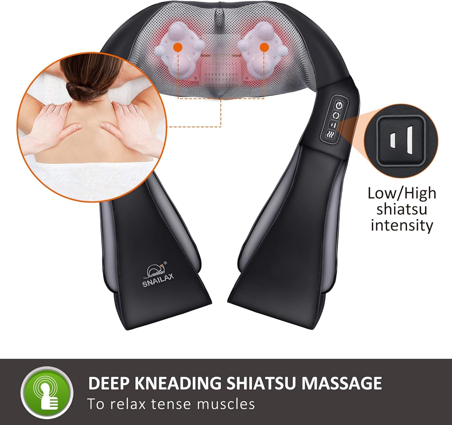 Shiatsu Masseur de Cou avec Chaleur – Appareil de Massage Cervical 3D pour Cou, Dos & Épaules – Relaxation & Bien-Être – Idée Cadeau