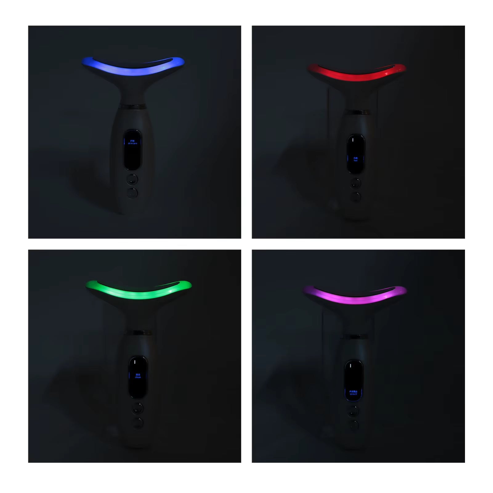 Appareil de Massage Facial Chauffant & Vibrant – Soin Raffermissant du Visage et du Cou, Stimulation & Éclat de la Peau