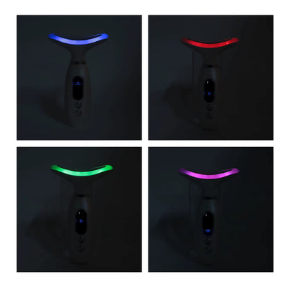 Appareil de Massage Facial Chauffant & Vibrant – Soin Raffermissant du Visage et du Cou, Stimulation & Éclat de la Peau