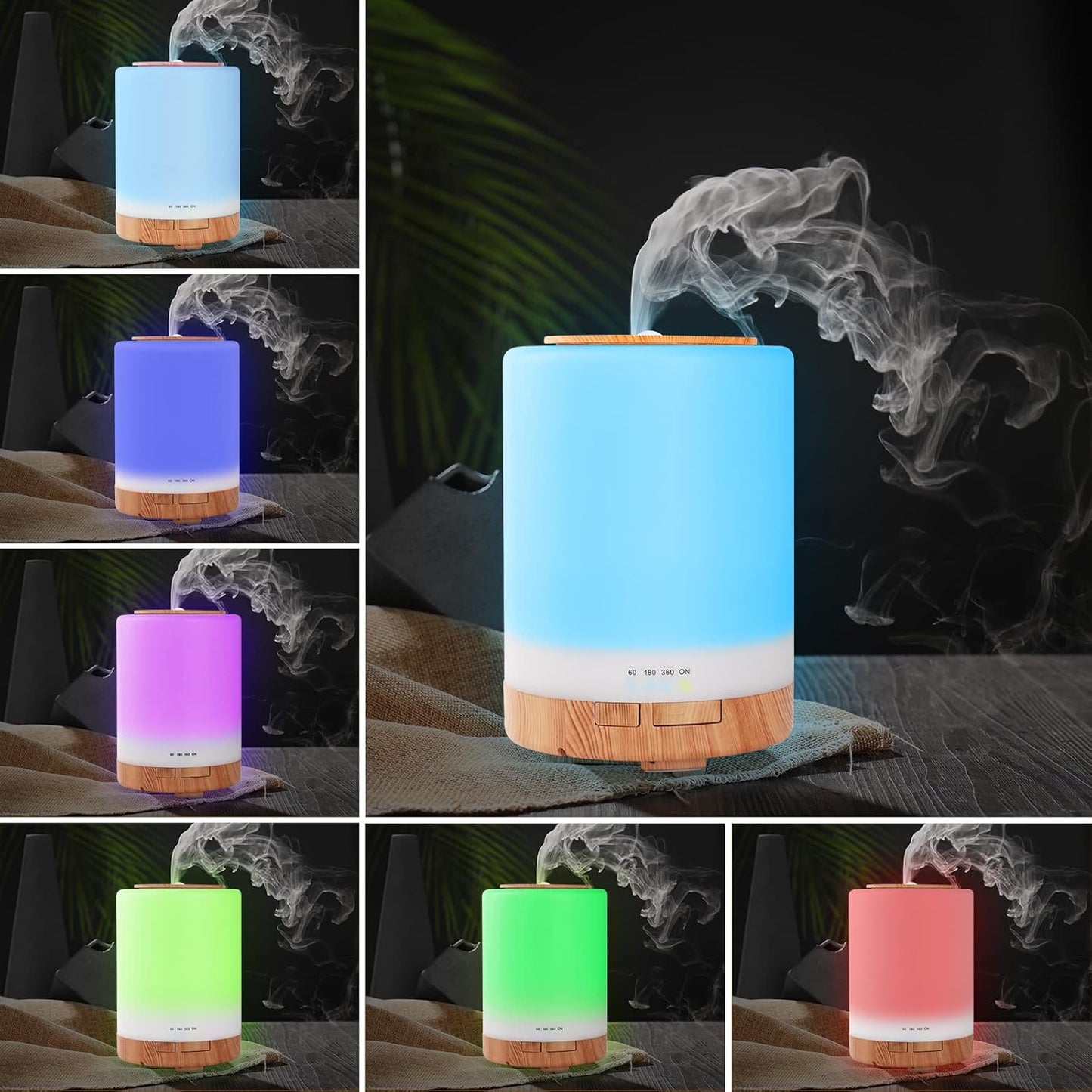 Diffuseur d’Huiles Essentielles WD&CD 300ML – Ambiance Zen & Éclairage LED 7 Couleurs