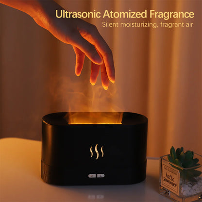 Diffuseur d’Huiles Essentielles à Effet Flamme – Brumisateur Ultrasonique & Veilleuse LED | Ambiance Relaxante & Anti-Stress