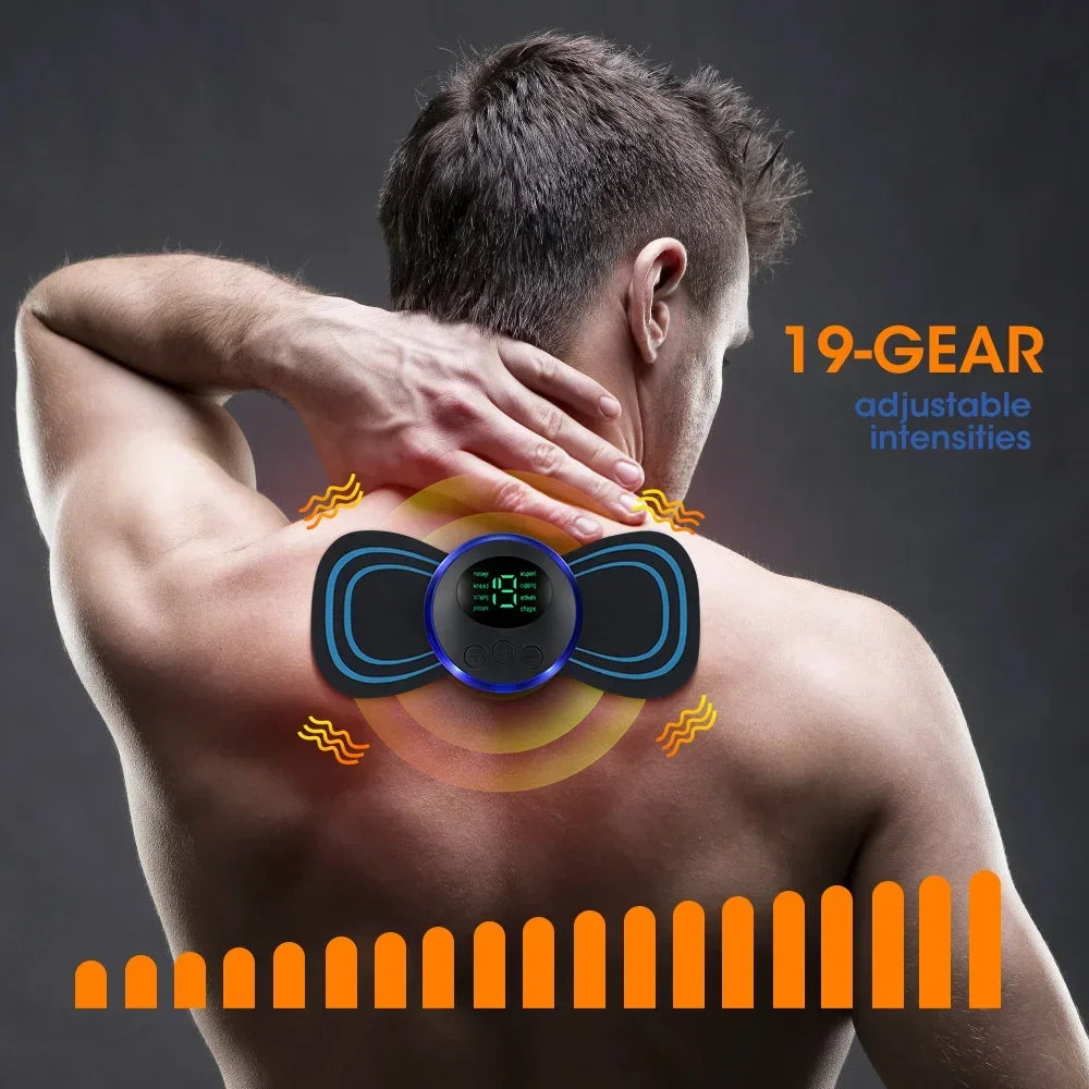 Masseur Électrique EMS – Stimulateur Musculaire Portable | Relaxation du Cou & Corps | 8 Modes • 19 Niveaux d’Intensité