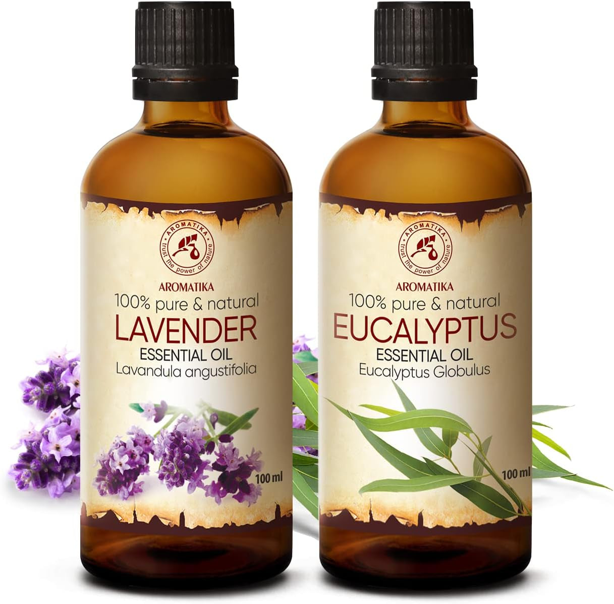 Huiles Essentielles Set 2X100Ml - Huile De Lavande - Huile Eucalyptus - Aromathérapie - Détente - Massage