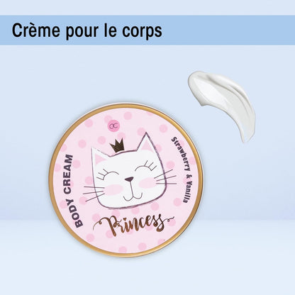 Coffret Bain Princess Kitty – Kit Douche 7 Pièces Fraise & Vanille – Cadeau Fille, Enfant & Adolescente