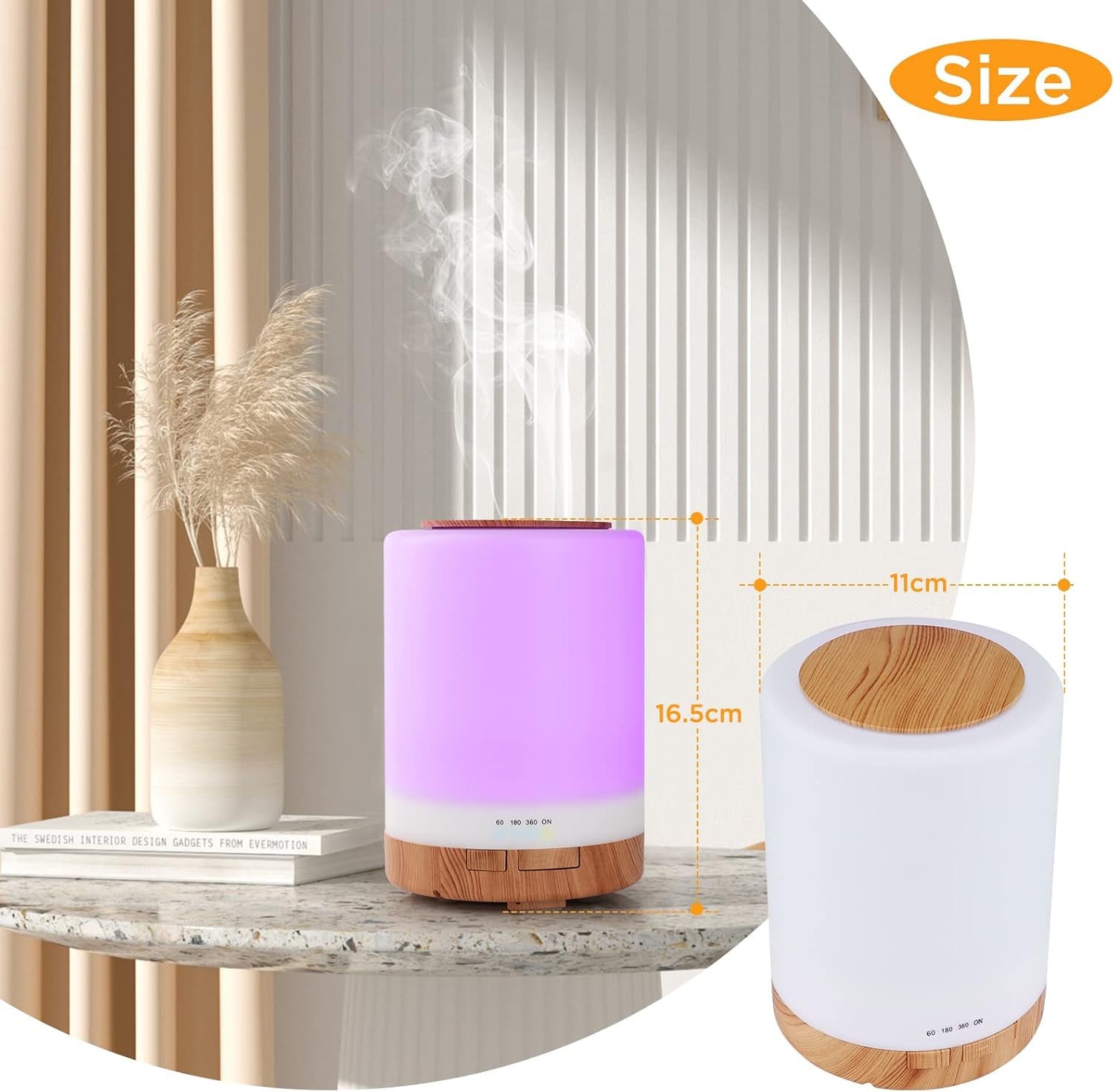 Diffuseur d’Huiles Essentielles WD&CD 300ML – Ambiance Zen & Éclairage LED 7 Couleurs
