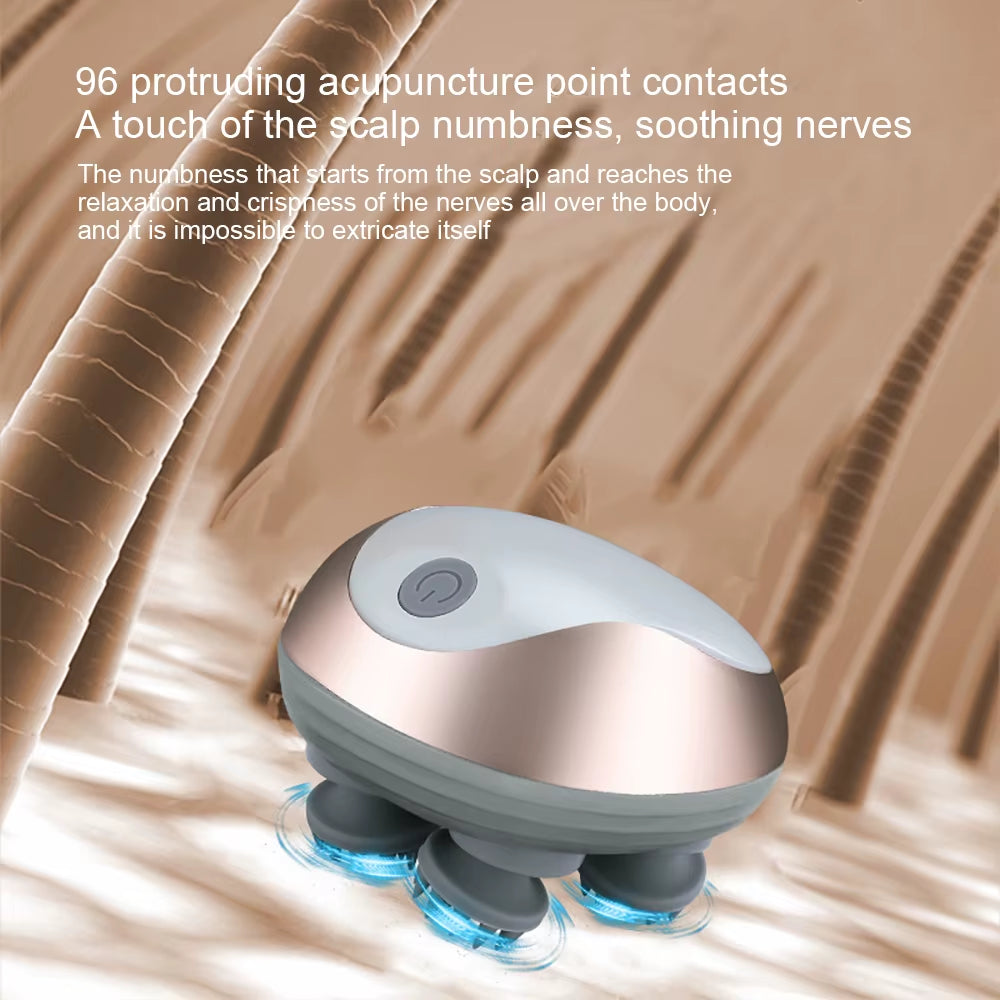 Mini Masseur de Tête Électrique en Silicone – Massage du Cuir Chevelu Relaxant, Étanche & Rechargeable