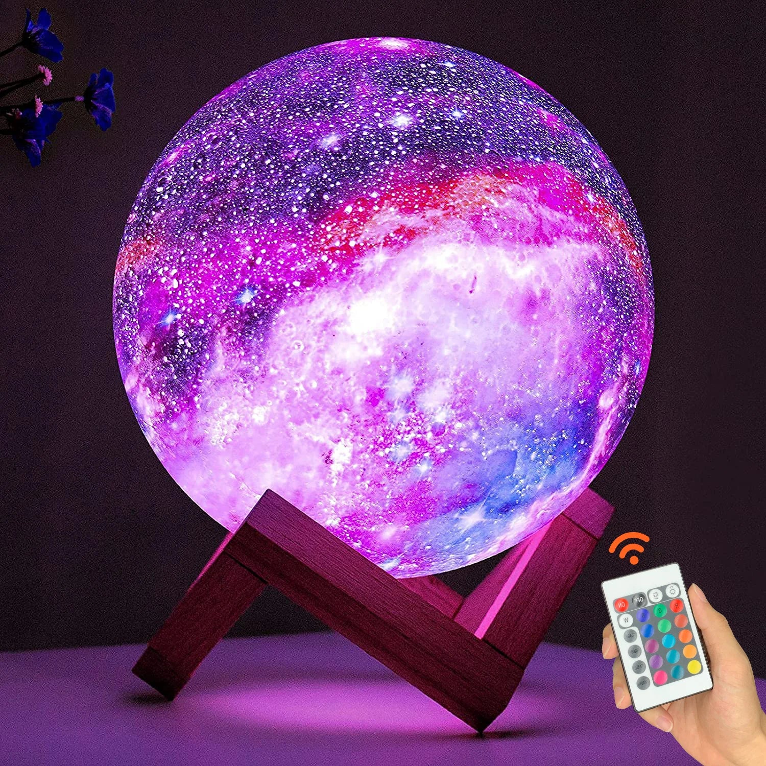 Lampe Lune 3D – Veilleuse LED Galaxie 16 Couleurs, Tactile & Rechargeable USB, Décoration d’Ambiance et Cadeau Original