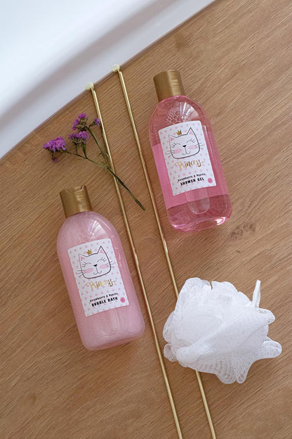Coffret Bain Princess Kitty – Kit Douche 7 Pièces Fraise & Vanille – Cadeau Fille, Enfant & Adolescente
