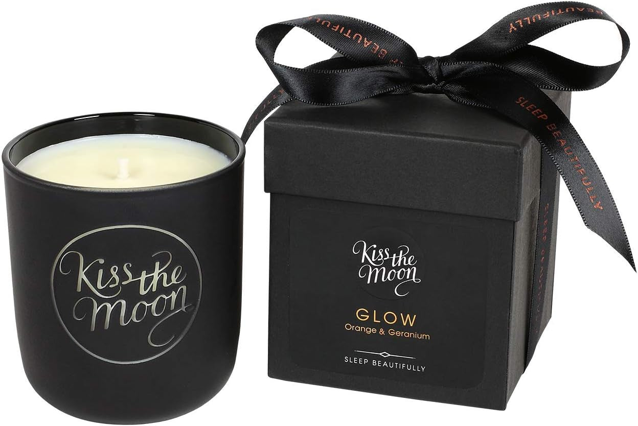 GLOW Aromatherapy Soy Candle 240Ml | Relaxing Sleep Aid Aromatherapy Scented Candle | Includes Essential Oils to Aid Sleep | Orange & Geranium Fragrance