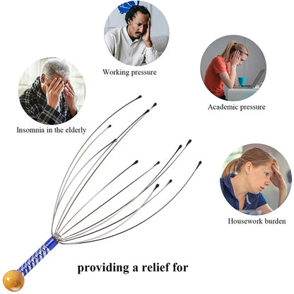 Masseur de Tête Relaxant à Griffes Souples – Stimulation du Cuir Chevelu et Détente Instantanée, Accessoire Bien-Être Portable