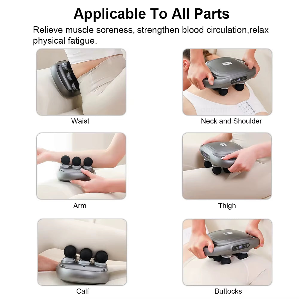Pistolet de Massage Musculaire Professionnel – 6 Têtes, 9 Vitesses, Haute Fréquence Anti-Douleur pour Dos, Épaules et Jambes