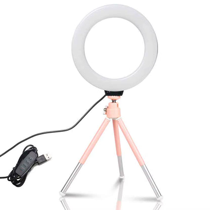 Lampe Selfie LED 6’’ – Anneau Lumineux avec Trépied et Port USB, Éclairage Réglable pour Créateurs, Bureau ou Maquillage
