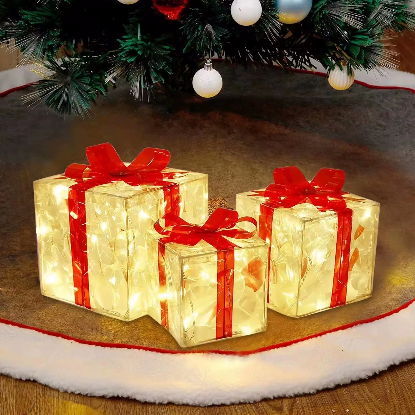 Boîte Cadeau Lumineuse de Noël – Décoration Festive avec Nœud LED, Éclairage Intérieur & Extérieur, Ambiance Magique pour Fêtes et Maisons