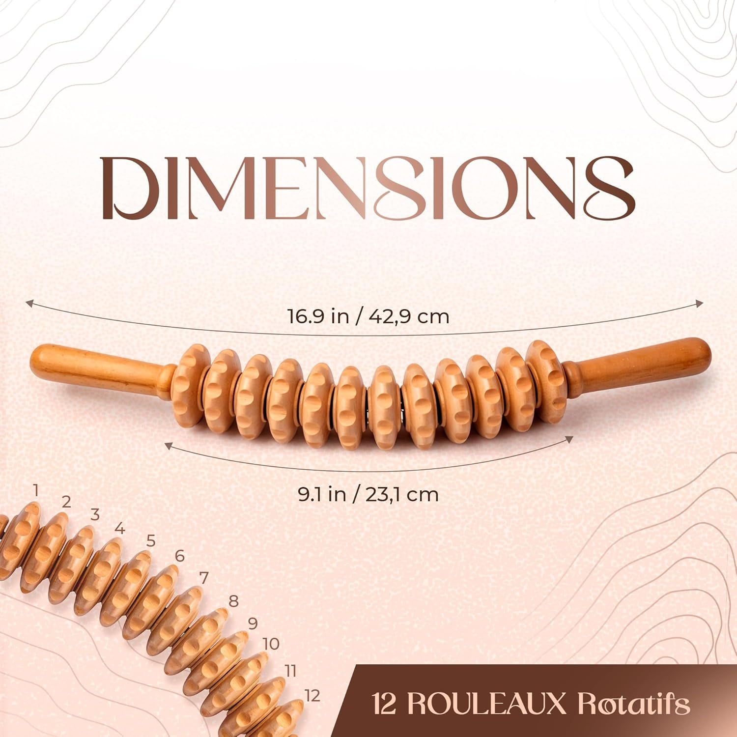 Masseur anti Cellulite Manuel Maderotherapie En Bois De Hêtre