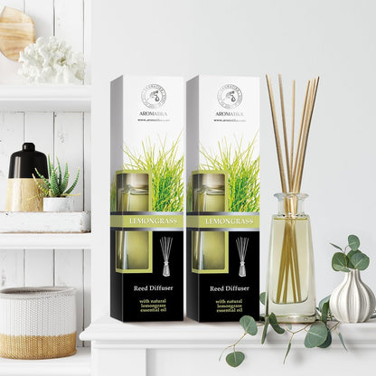 Diffuseur de Parfum à la Citronnelle – Huiles Essentielles Naturelles 2x100ml | Parfum Frais et Relaxant – Ambiance Zen et Anti-Odeurs