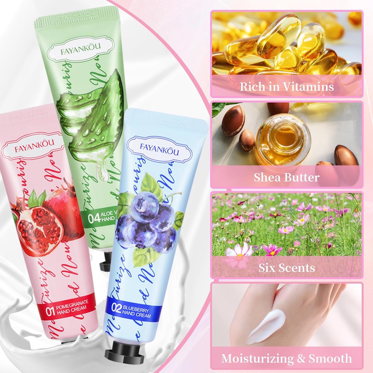 Coffret Cadeau 4 Bougies Parfumées Et 6 Crèmes Pour Les Mains 