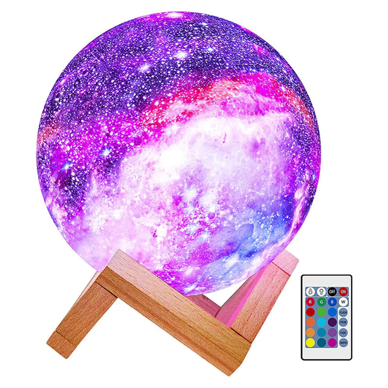 Lampe Lune 3D – Veilleuse LED Galaxie 16 Couleurs, Tactile & Rechargeable USB, Décoration d’Ambiance et Cadeau Original
