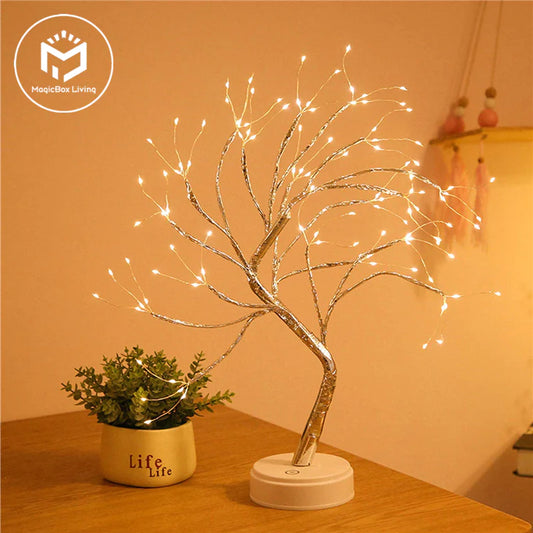 Mini Sapin Lumineux LED en Fil de Cuivre – Veilleuse de Noël & Déco Féérique
