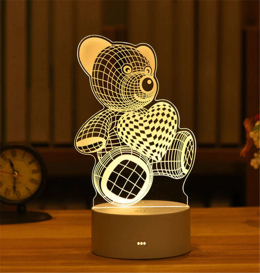 Lampe 3D LED Acrylique – Veilleuse Décorative USB Multicolore, Idée Cadeau Originale pour Noël, Mariage ou Chambre Design
